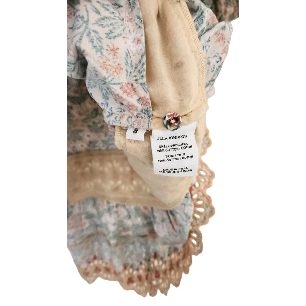 Ulla Johnson Dress Floral Cotton Mini Long Sleeve Green Pink Boho Ardith Sz 8 - Picture 14 of 14